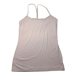 Lululemon Power Y Tank Top Light Pink Racerback Built-in Bra Size 10 Yoga Active